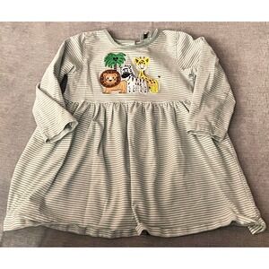 Sugar Dumplin Kids Long Sleeve Applique Dress Size 7 Safari Animals